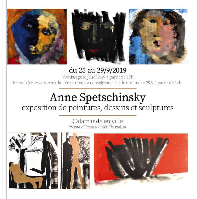 Affiche. Anne Spetschinsky. Exposition de peintures, dessins et sculptures. 2019-09-25